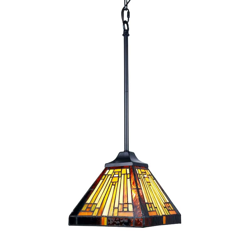 Tiffany-Style Mission Design 1-light Blackish Bronze Hanging Pendant