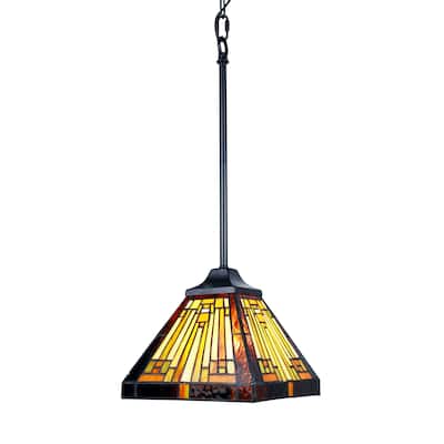 Tiffany-Style Mission Design 1-light Blackish Bronze Hanging Pendant