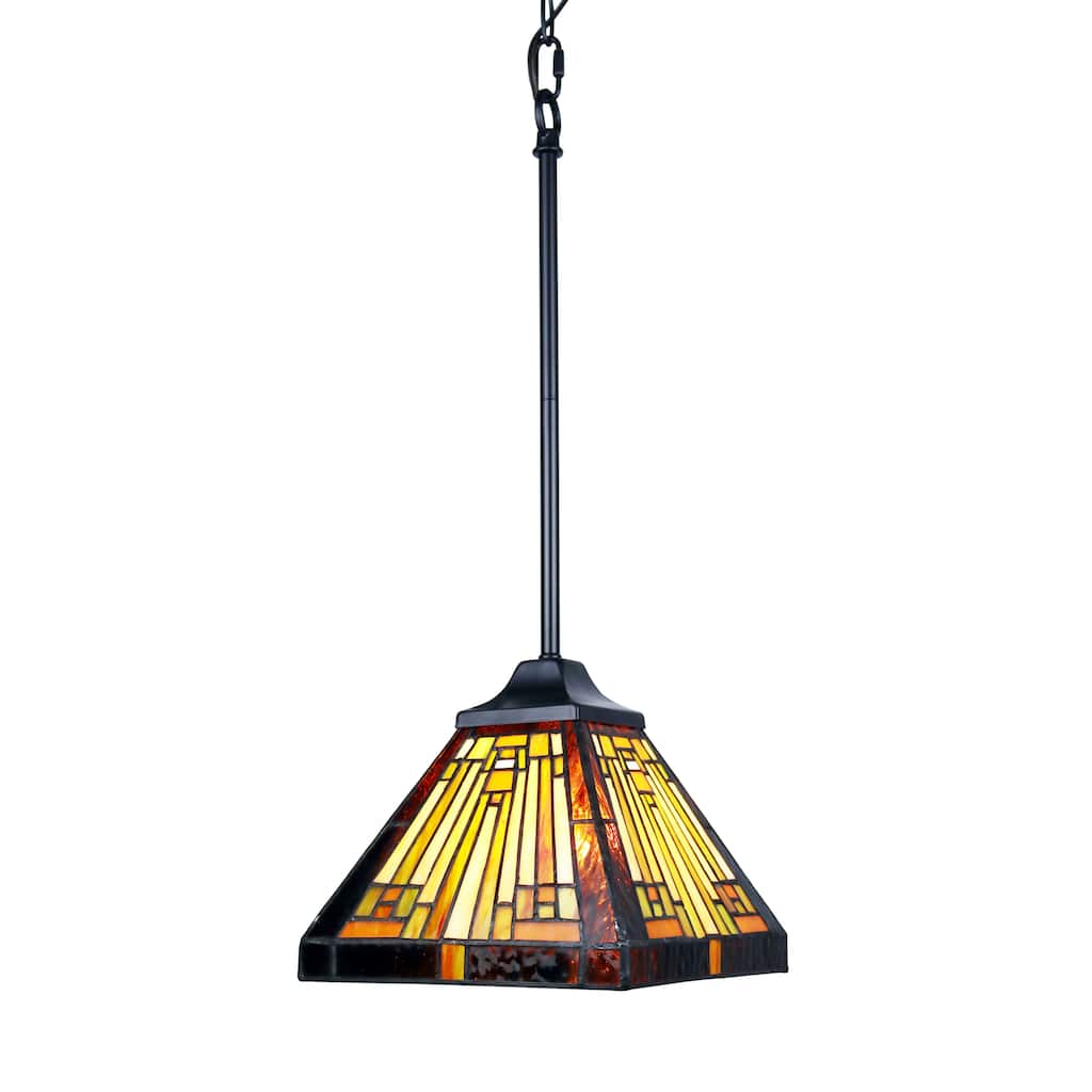 Tiffany-Style Mission Design 1-light Blackish Bronze Hanging Pendant