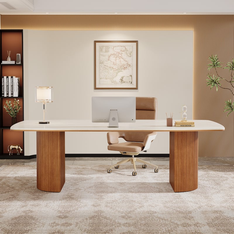 78.74" Extra Long Executive Computer Desk, Home Office Study Workstation Desk Collaboration Boss Desk