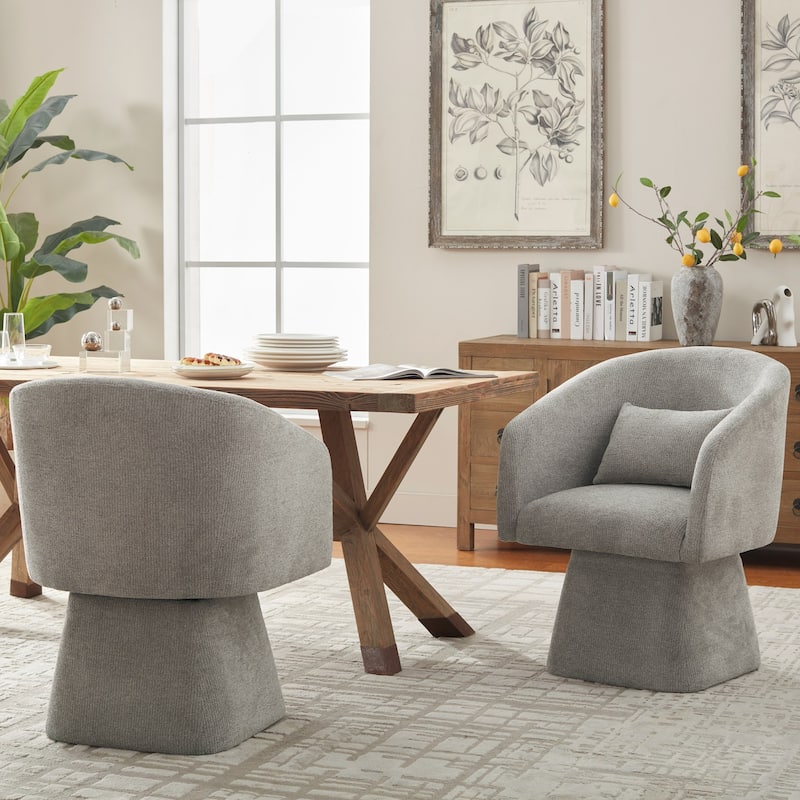 360° Swivel Barrel Fabric Upholstered dining chair with Pillow