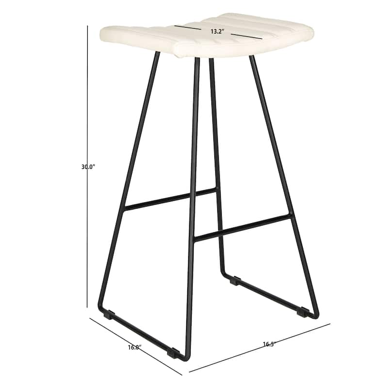 SAFAVIEH Concha Mid-Century Dining Modern Black 30-inch Bar Stool (Set of 2) - 16.5" x 16" x 30" - 17Wx16Dx30H