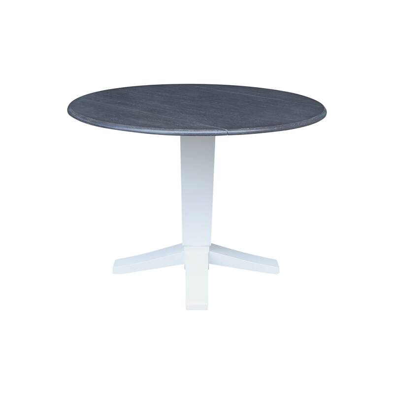 42 in Solid Wood Round Dual Drop Leaf Pedestal Dining Table