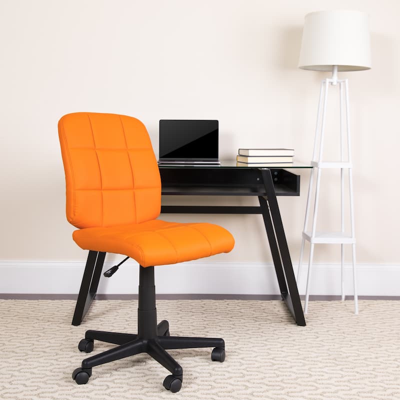 Mid-Back Quilted Vinyl Swivel Task Office Chair - Orange