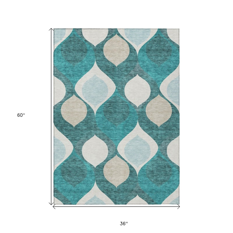 HomeRoots Ogee Transitional Rectangle Outdoor Rug