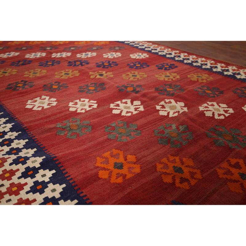 Kilim Qashqai Nomadic Persian Vintage Hand-Woven Tribal Wool Carpet - 5'0"x 9'7"