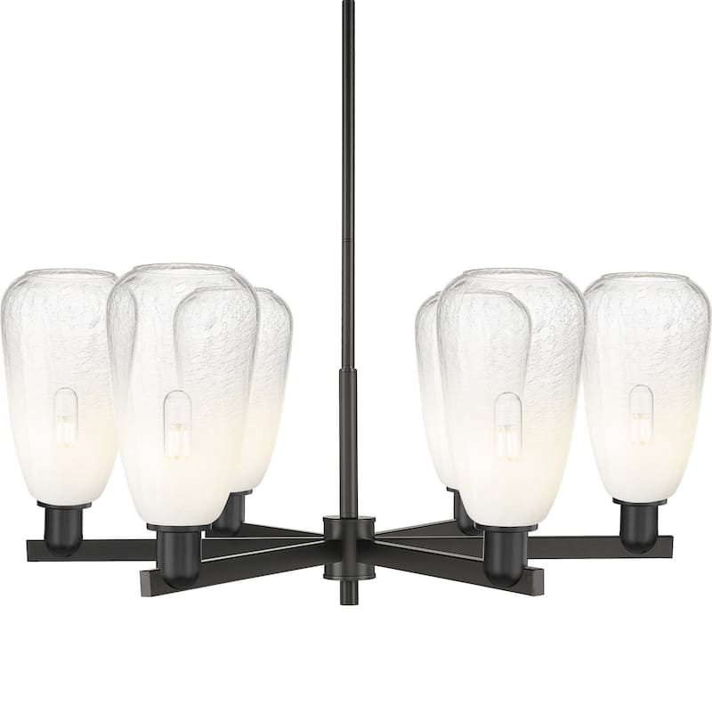 Innovations Lighting 716-6CR-14-24 Brookhaven Almond Chandelier - Matte Black / Opal