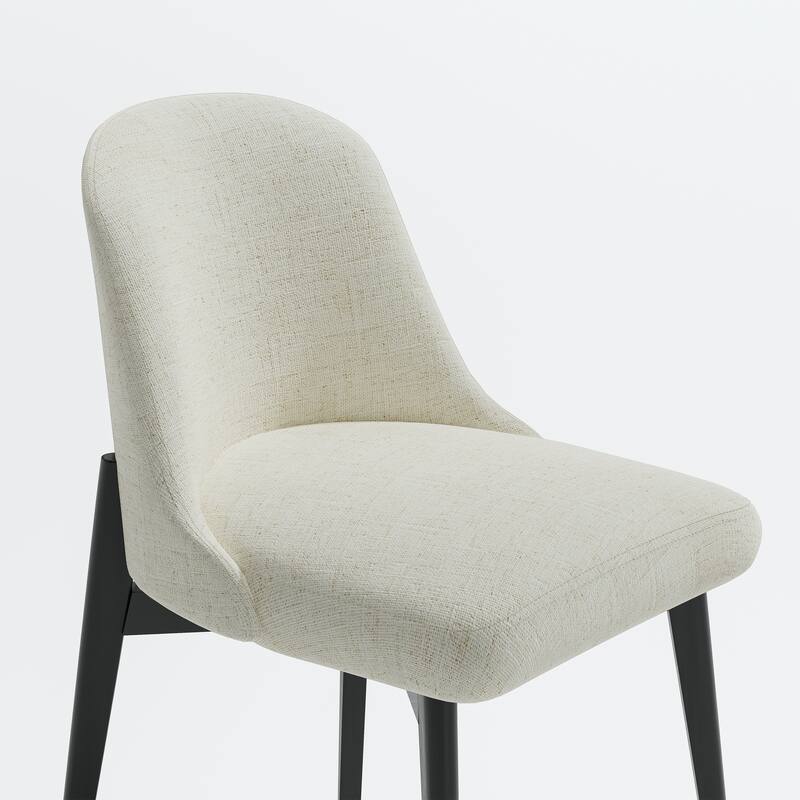 2Pcs Dining Chairs Modern Fabric Upholstered Kitchen Side Chairs with Natural Wood Legs Comfy Armless Side Chair