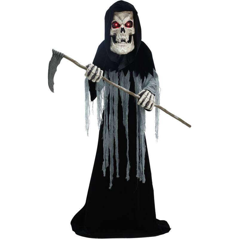 Haunted Hill Farm 8.5-Ft. Tall Motion-Activated Ginormous Reaper, Premium Talking Halloween Animatronic