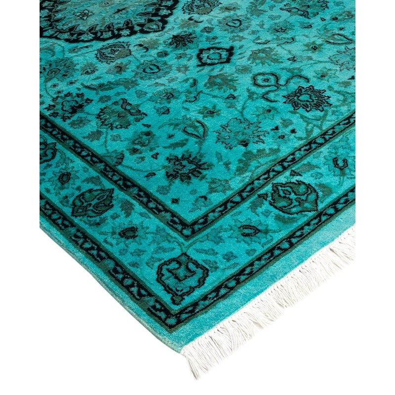 Overton Hand Knotted Wool Vintage Inspired Modern Contemporary Overdyed Blue Area Rug - 3' 1" x 5' 5"
