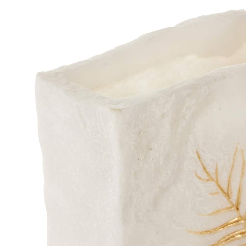 White Polystone Vase with Gold Leaf Imprint
