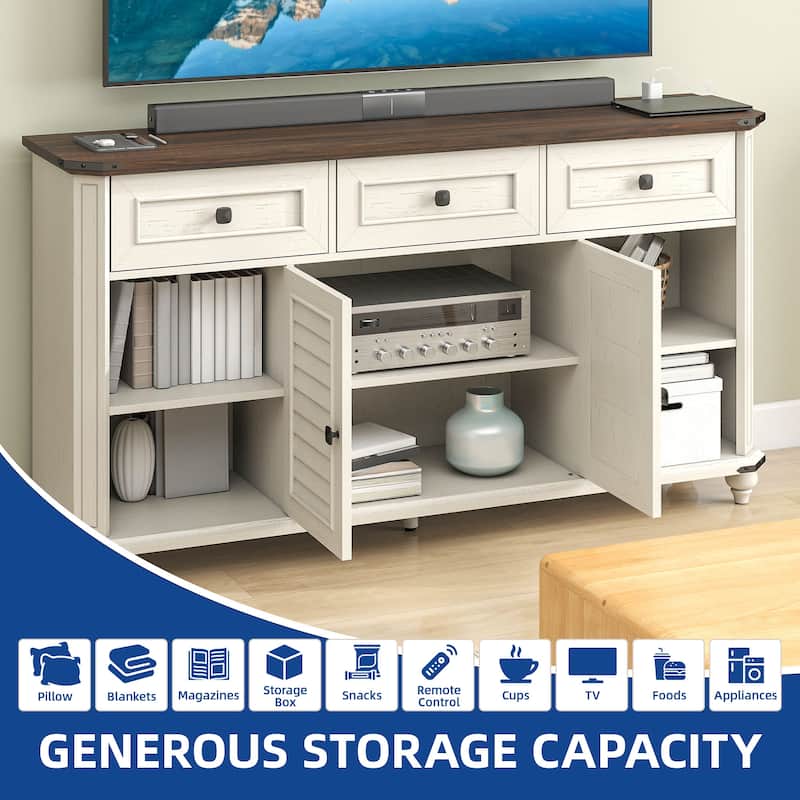 Moasis 59" Farmhouse TV Stand Storage TV Console with Drawers for Living Room