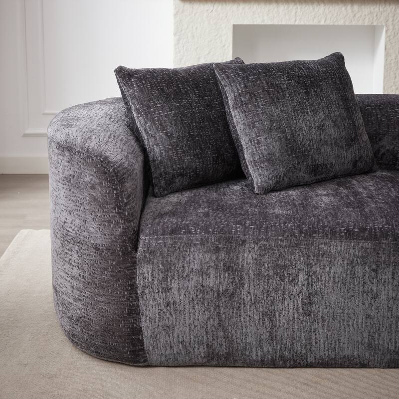 Curved Loveseat Sofa Chenille 4-Seat Cloud Couch with 4 Pillows