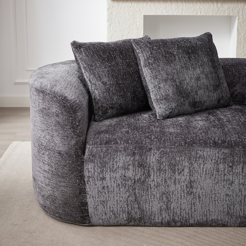 Modern Chenille Sectional Sofa with Deep Seating and 4 Throw Pillows for Living Room and Guest Room, No Assembly