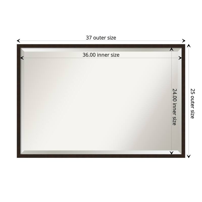 Beveled Wood Bathroom Wall Mirror - Carlisle Espresso Narrow Frame - Carlisle Espresso Narrow - Outer Size: 37 x 25 in