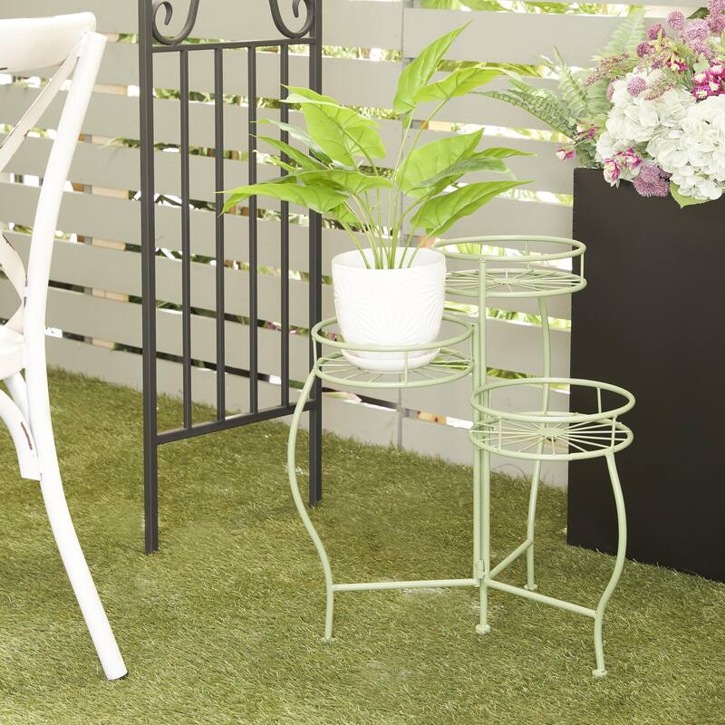 Metal Starburst Indoor Outdoor 3 Tier Indoor Outdoor Plantstand - Black, White, Green, Blue - Roche River Decor
