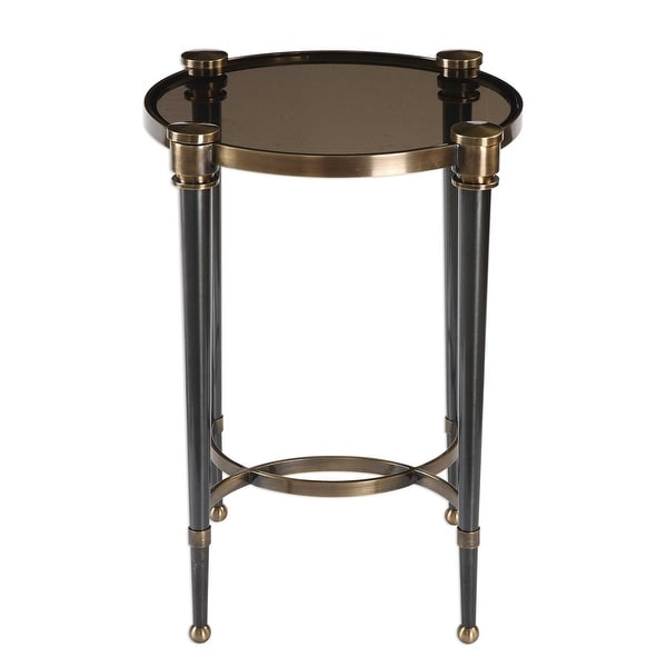 24.5" Brushed Black Tapered Legs Accent Table - N/A