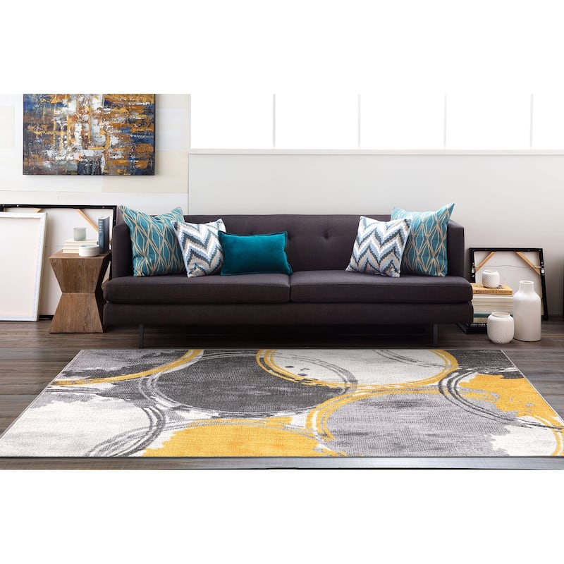 World Rug Gallery Contemporary Modern Circles Area Rug