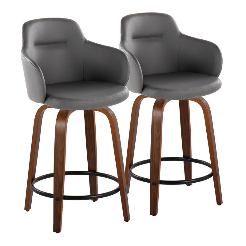 Carson Carrington Iglabo 24" Fixed-Height Counter Stool with Bent Wood Legs and Round Footrest (Set of 2)