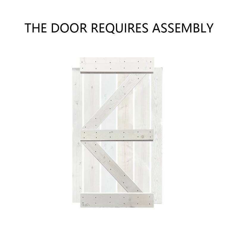 CALHOME K Series Stained Wood Sliding Barn Door with Hardware Kit