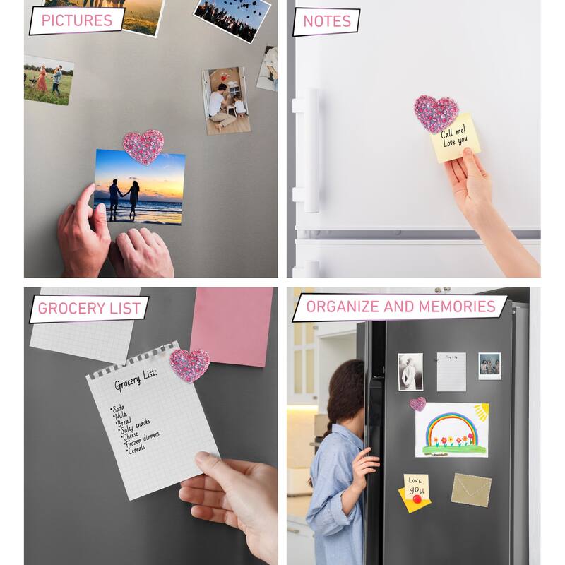 CoTa Global Pink Heart Sparkling Refrigerator Magnet with Crystals - 1.25 Inch