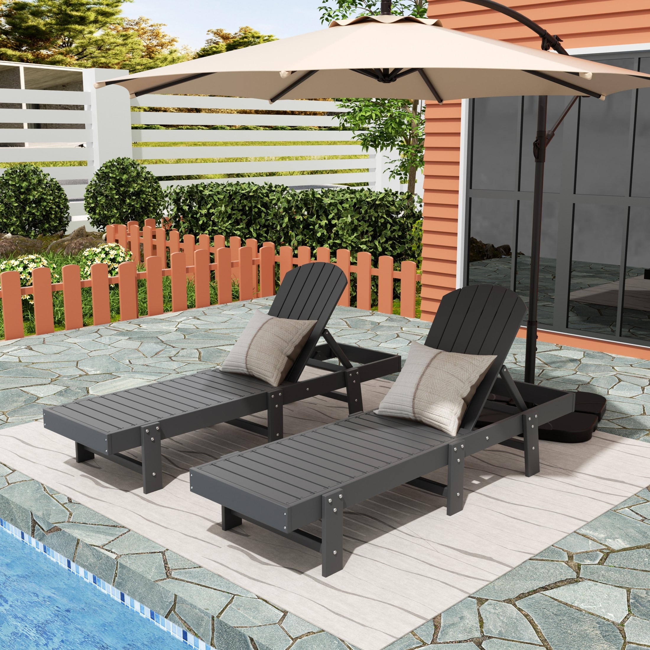 Altura Armless Poly Eco-Friendly All Weather Reclining Chaise Lounge (Set of 2)