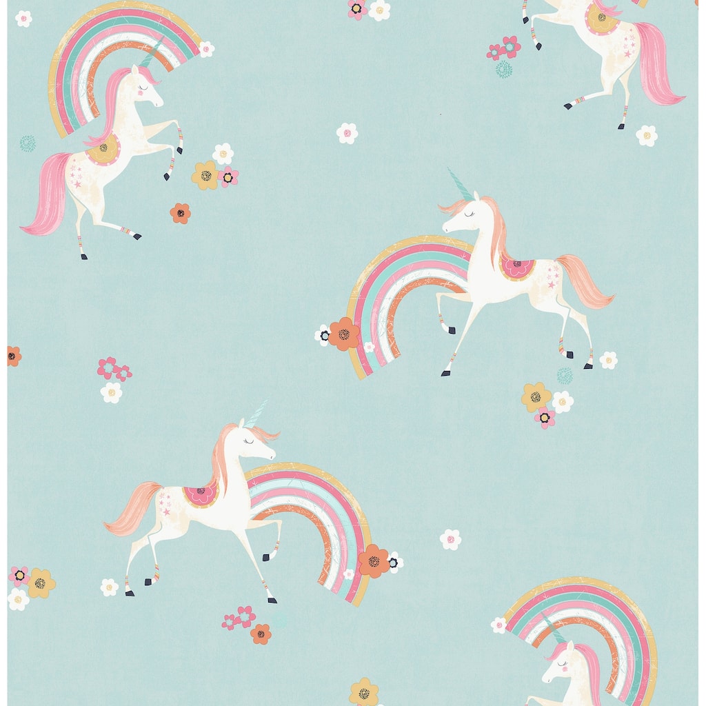 Advantage Rainbow Unicorn Blue Fantastical Wallpaper