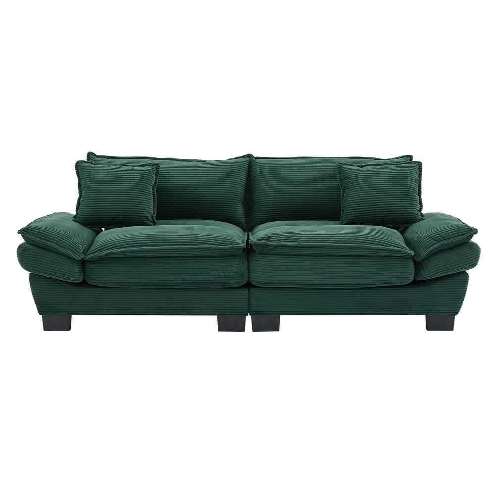 Corduroy Upholstered Loveseat Sofa, 2 Seater Sofa with Pillows, Deep Seat Sectional Sofa with Removable Cushions