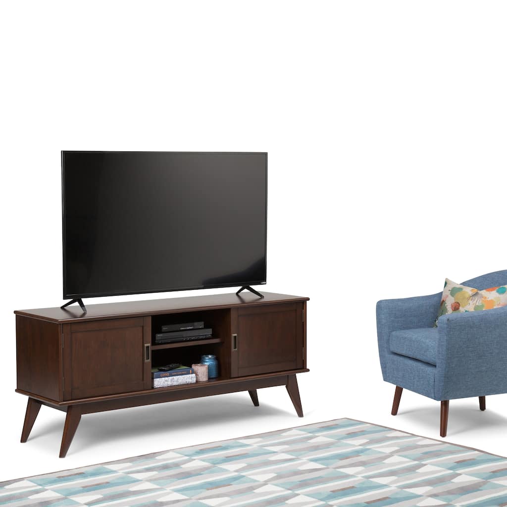 WYNDENHALL Tierney SOLID HARDWOOD 60 inch Wide Mid Century Modern TV Media Stand For TVs up to 65 inches - 60"w x 18"d x 26" h