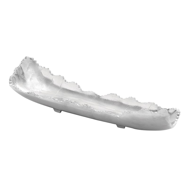 Aluminum Metal Live Edge Living Room Decor Tray - Silver - Roche River Decor - Silver
