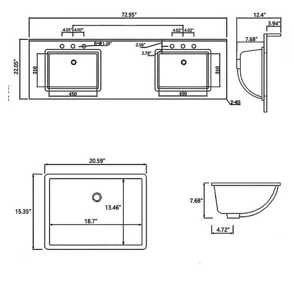 Alvana Marble Bathroom Vanity Top with double sink Bed Bath & Beyond