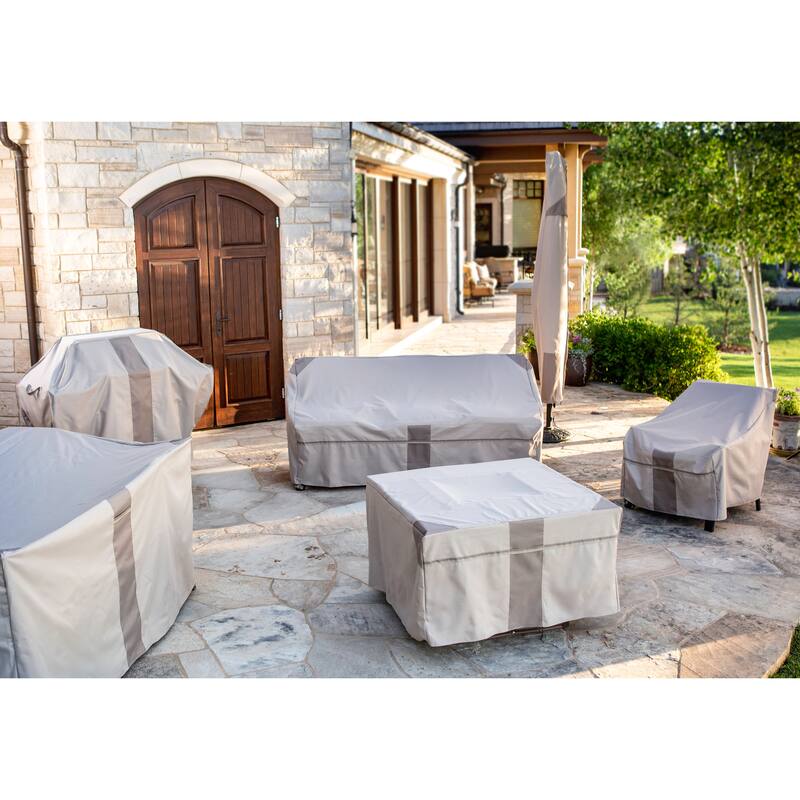 Modern Leisure Monterey Patio Dining Set Cover, 100" W x 70" D x 35" H, Beige