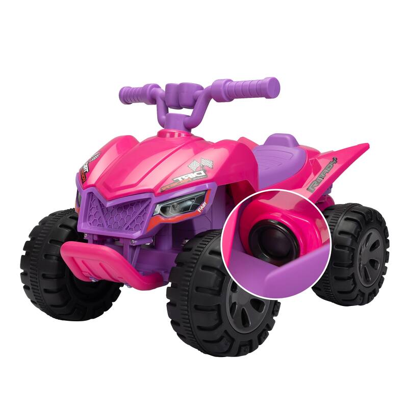 6V Kids Ride-On ATV Quad Car with LED Lights, Music, and Spray Device, Electric Ride-On Toy for Ages 3-5