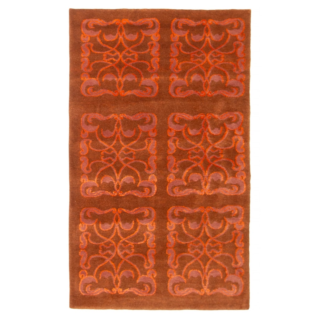 ECARPETGALLERY Hand-knotted Opulence Brown Wool Rug - 3'5 x 5'11