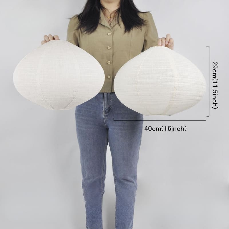 2 Pack handmade pendant light beige bedroom light cotton linen blend hanging lantern
