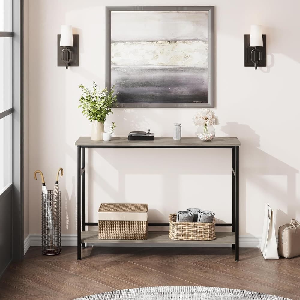 Narrow and Thin Sofa Table with Adjustable Shelves