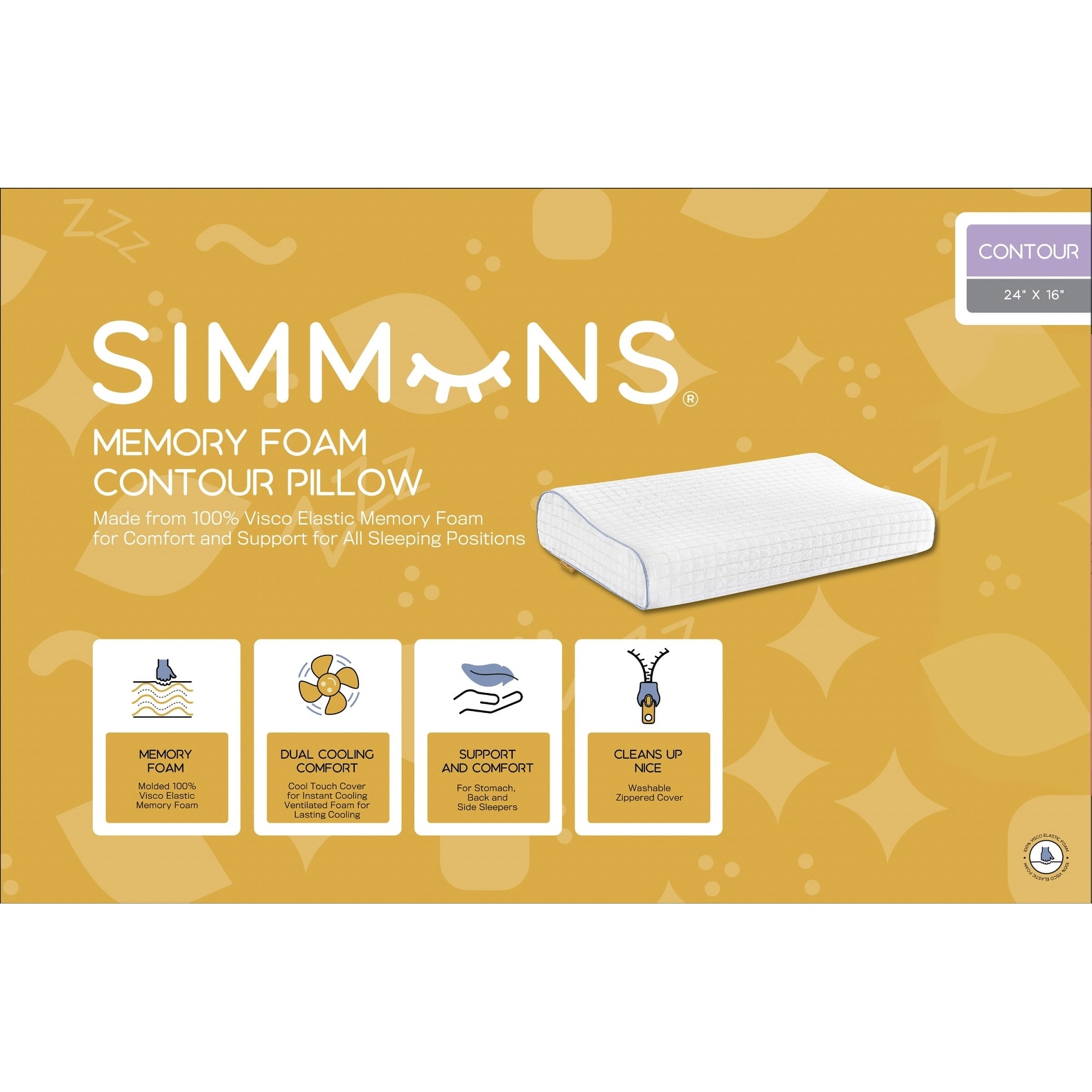 Simmons Memory Foam Contour White Pillow
