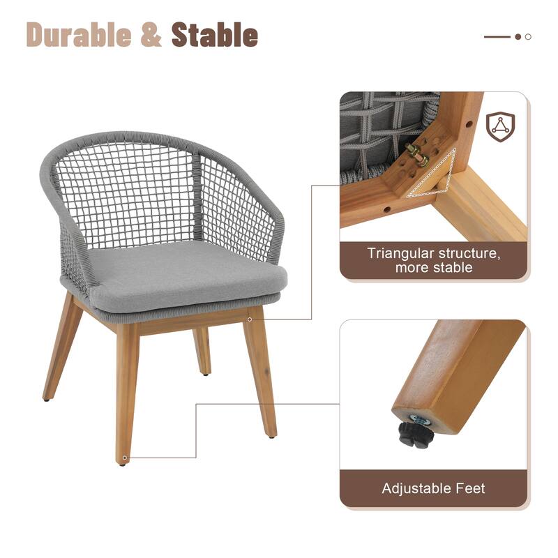 Outdoor 7-Piece Dining Set Chair with Rope-woven Backrest and Table