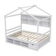 preview thumbnail 36 of 34, Modern Full House Kids Bed with Roof,Bedside Shelves,Ladder,Guardrail