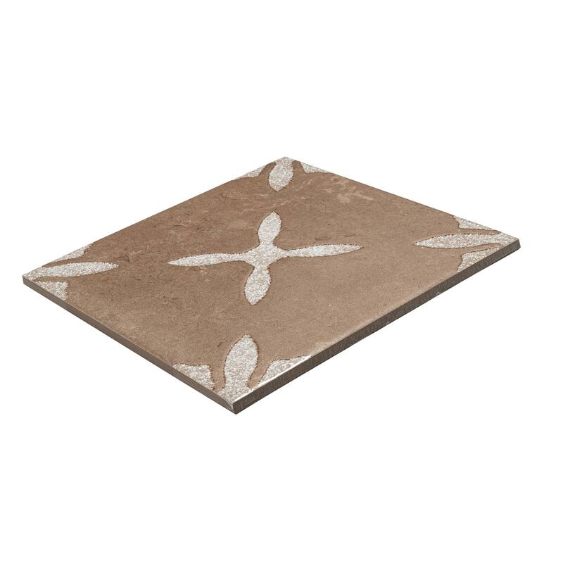 Palmera 9x9 Terracotta Brown Porcelain Floral Square Wall and Floor Tile (6.96 sq ft/case) - 13 Pack