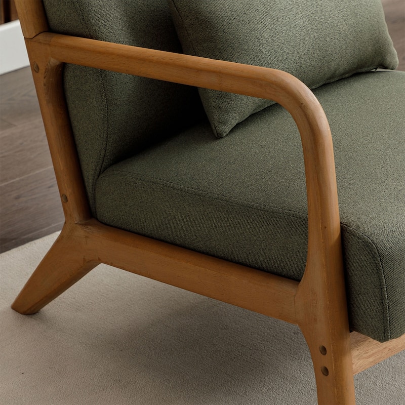Single Lounge Armchair with Solid Wood Frame