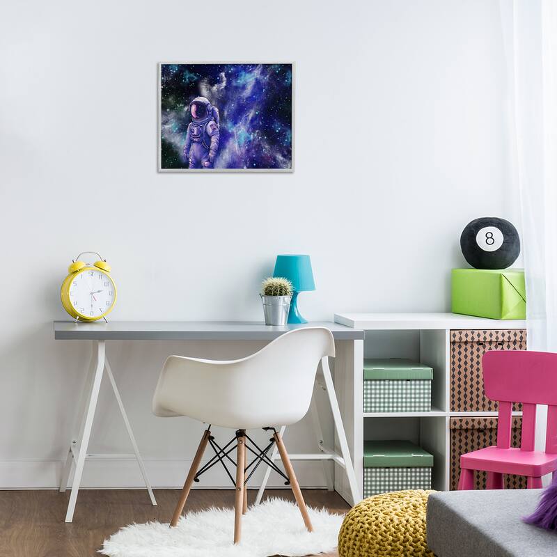 Stupell Astronaut with Blue Nebula Framed Giclee Art Design By Jesse Keith