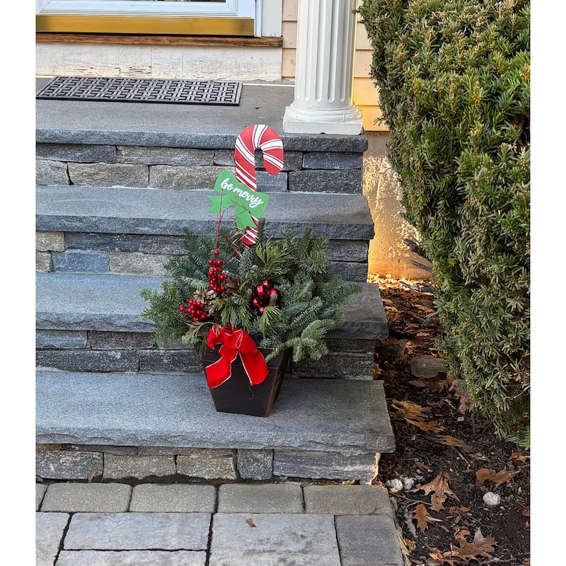 12" Metal Christmas Candy Cane on 12" Stake, Set of 3 - 12