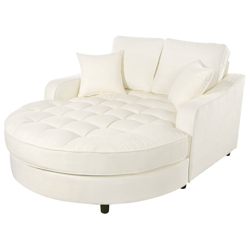 55" Modern Chaise Lounge Sofa Bed Upholstered Sofa Couch with Tufted Seat and Detachable Pillows for Living Room