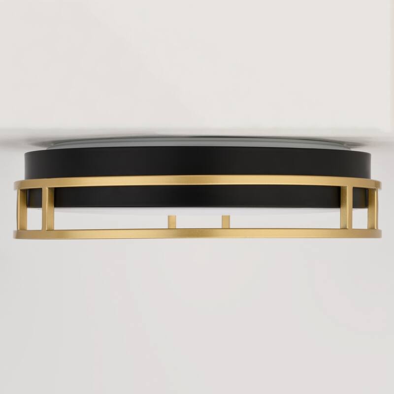 VAXCEL Northgate Integrated LED Matte Black and Satin Gold Contemporary Flush Mount Ceiling Light Fixture