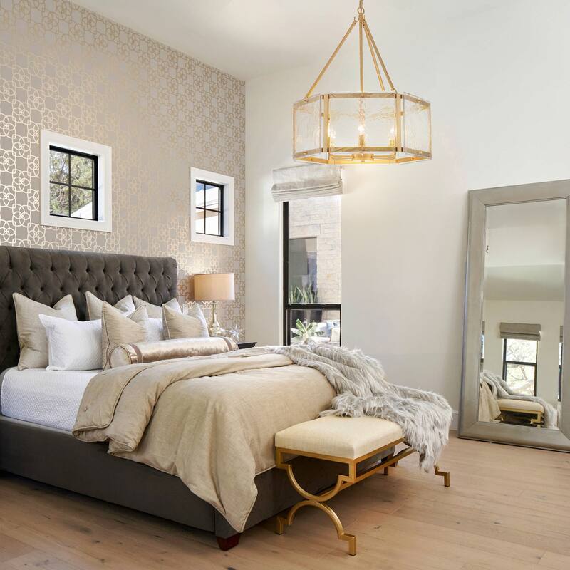 Black/Gold Glass Drum Chandeliers for Dining Room Living Room Entryway - W24.02"