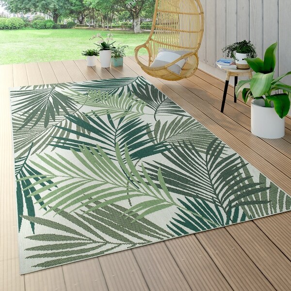 Stylish Tropical Palms Trees Black Brown Cream 8X11 Area Rug 