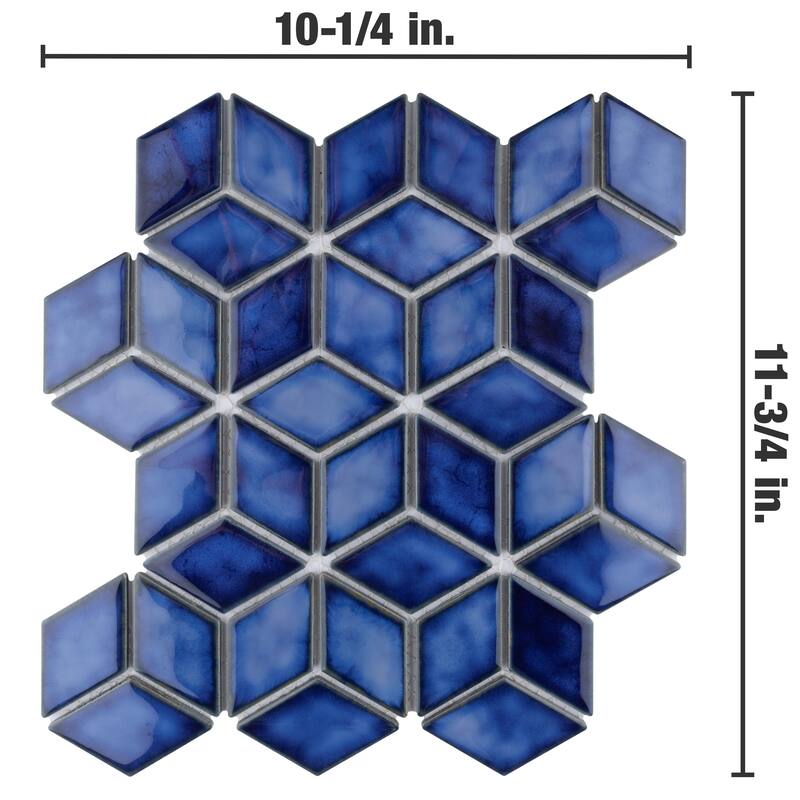 Merola Tile Hudson Rhombus Sapphire 10-1/4" x 11-3/4" Porcelain Floor and Wall Tile