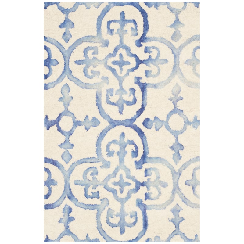 SAFAVIEH Handmade Dip Dye Reintraut Watercolor Vintage Boho Wool - 2' x 3' - Ivory/Blue - Runner/Rectangle