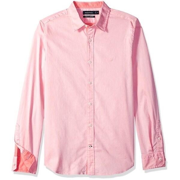 Nautica Coral Dreamy Pink Mens Size XL Two Tone Button Down Shirt
